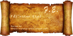 Fürster Etel névjegykártya